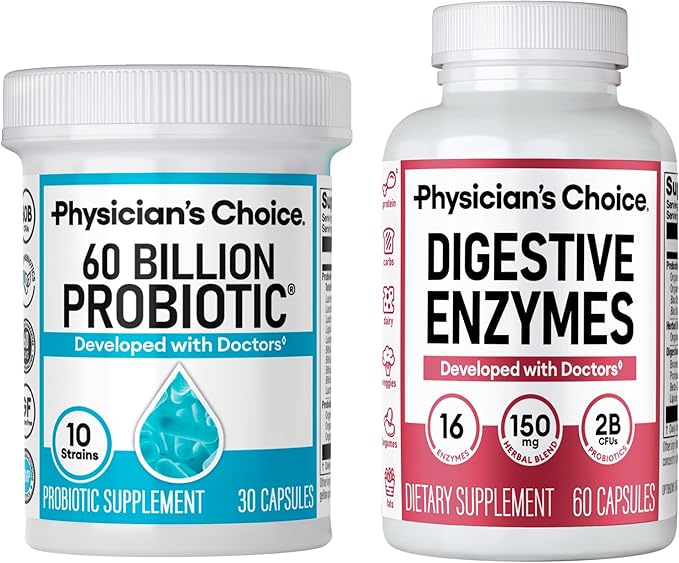 Physician's CHOICE Paquete Salud Intestinal | Probióticos 60B UFC + Enzimas Digestivas