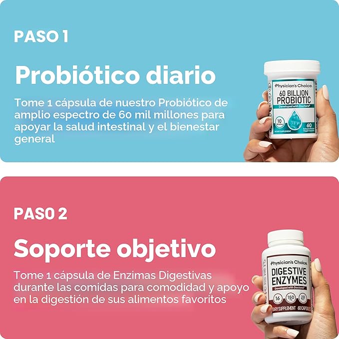 Physician's CHOICE Paquete Salud Intestinal | Probióticos 60B UFC + Enzimas Digestivas