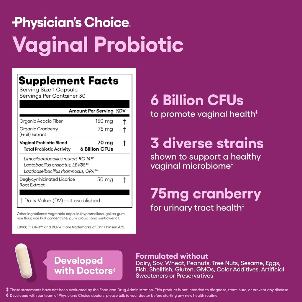 Physician's CHOICE Probióticos vaginales para mujeres