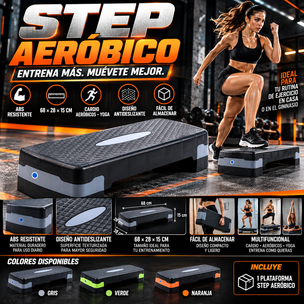 Aerobic Step Platform | 68 × 28 × 15 cm | Home Fitness