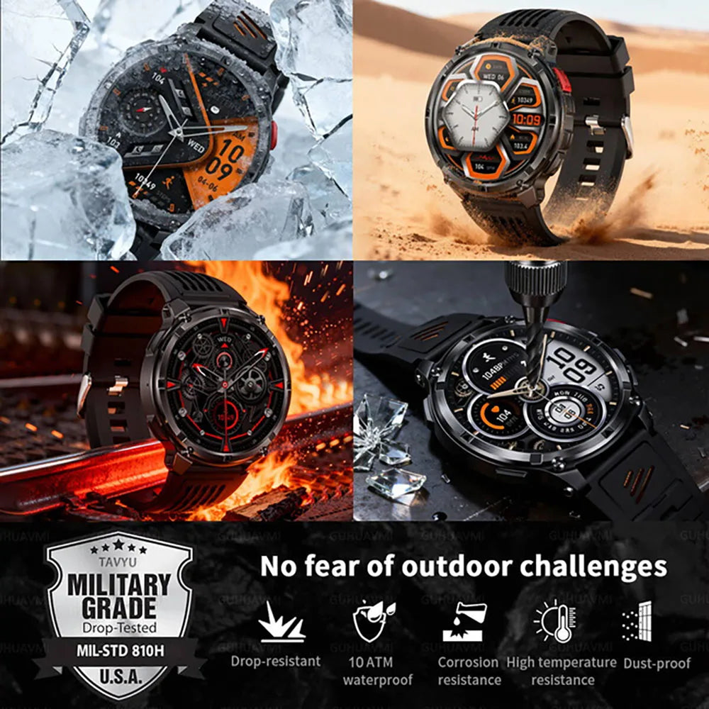 T-REX 3 | Smartwatch Militar 1100mAh | AMOLED 1.7", 10ATM, GPS, 170+ Modos, Linterna LED