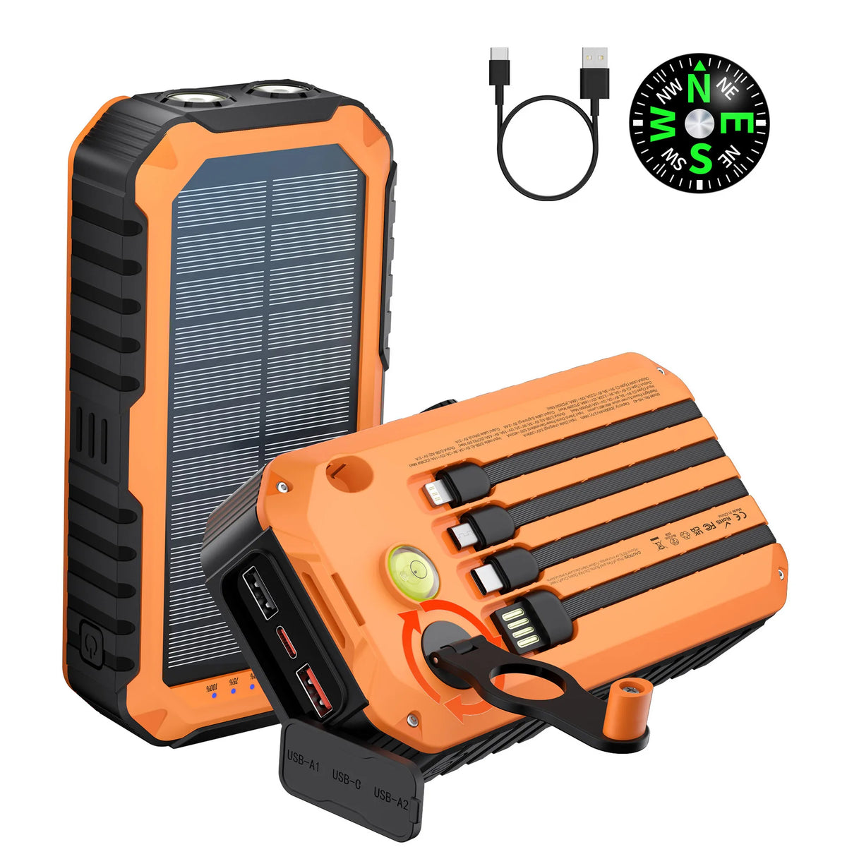 20000mAh Solar Hand-Crank Power Bank | 22.5W