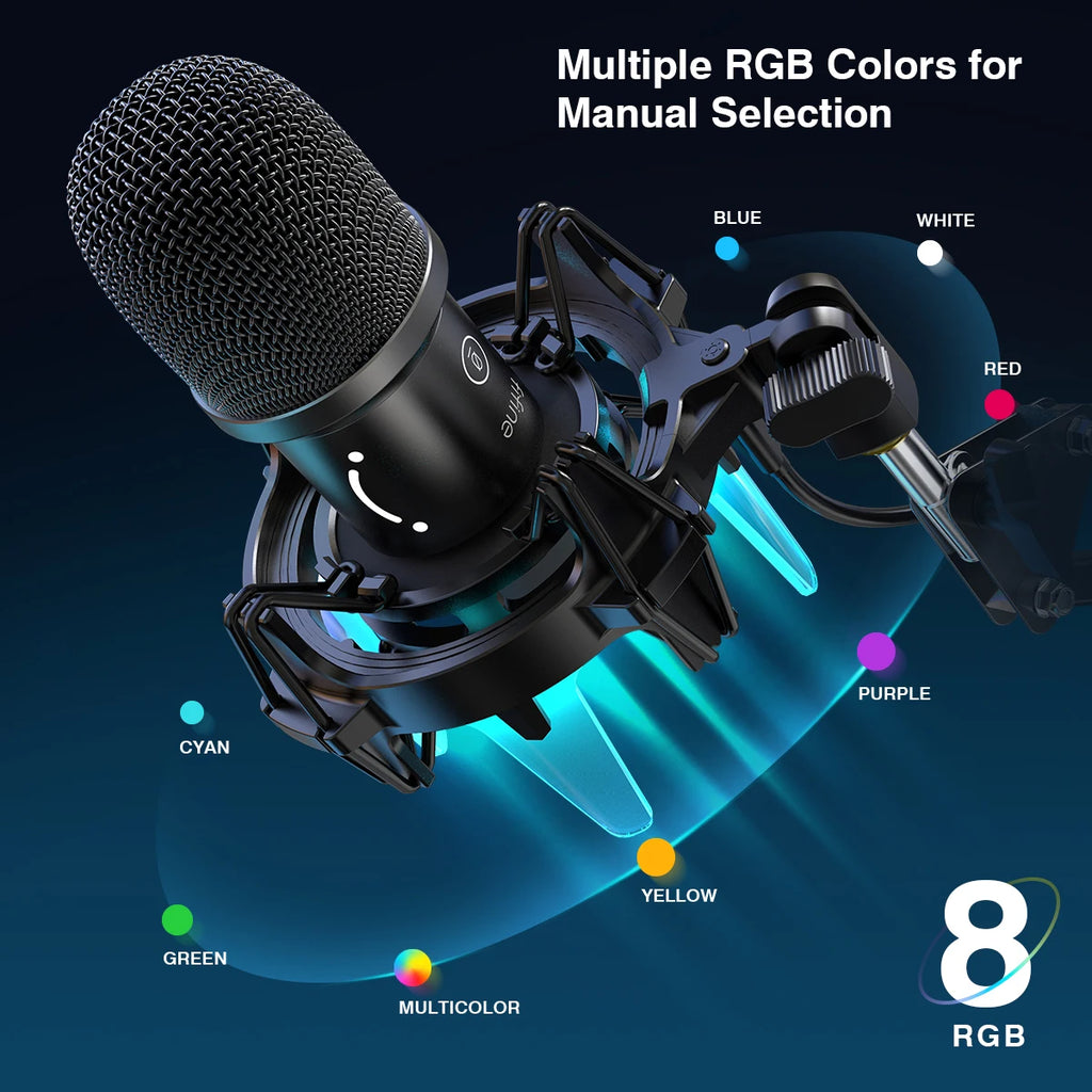 FIFINE K651 USB Dynamic Microphone Kit | Boom Arm | RGB Shock Mount | Cardioid | Streaming & Podcast