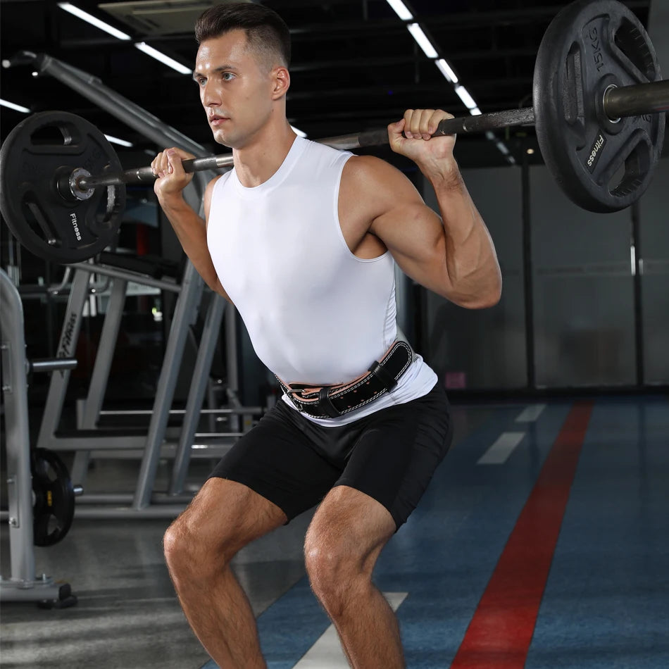 Weightlifting Belt PU & Cow Leather | Waist Support for Powerlifting & Strength Training