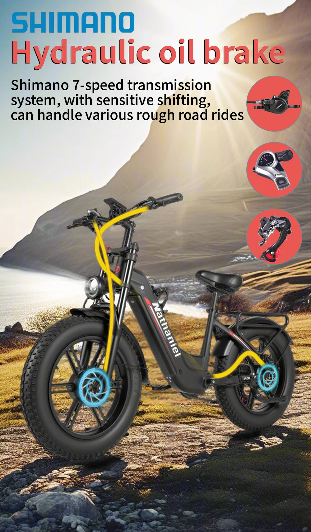 E-Bike 20" Doble Motor 2x1000W | 48V 20Ah Extraíble | 50km/h | Shimano 7v | Frenos Hidráulicos | Marco Aluminio | Adultos