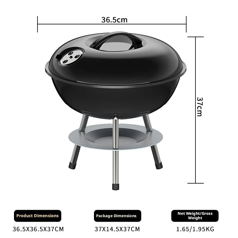 Charcoal BBQ Grill | Wheels & Storage Shelves | Outdoor Cooking