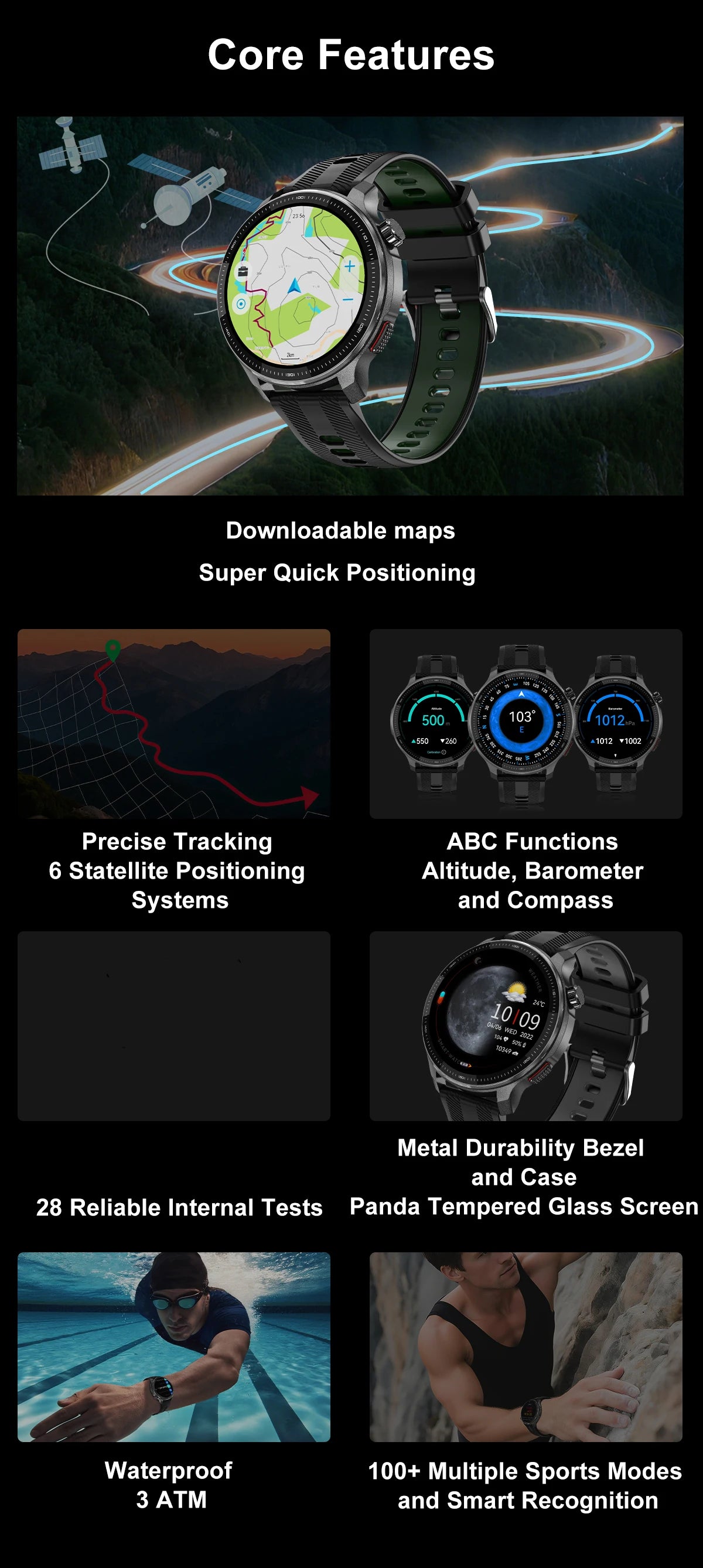 Smartwatch DT G6 2026 | AMOLED 1.43" | GPS + Mapas Offline | 3ATM | 4GB | Outdoor