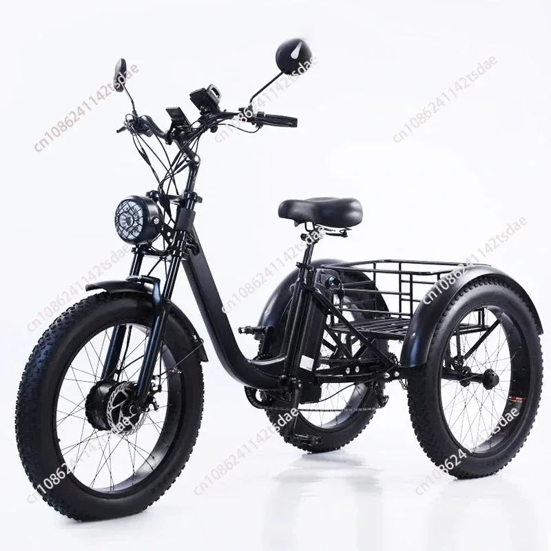 Triciclo Eléctrico 750W | 3 Ruedas | 48V 15Ah Extraíble | 2 Asientos | Todo Terreno | Adultos y Mayores | E-Tricycle