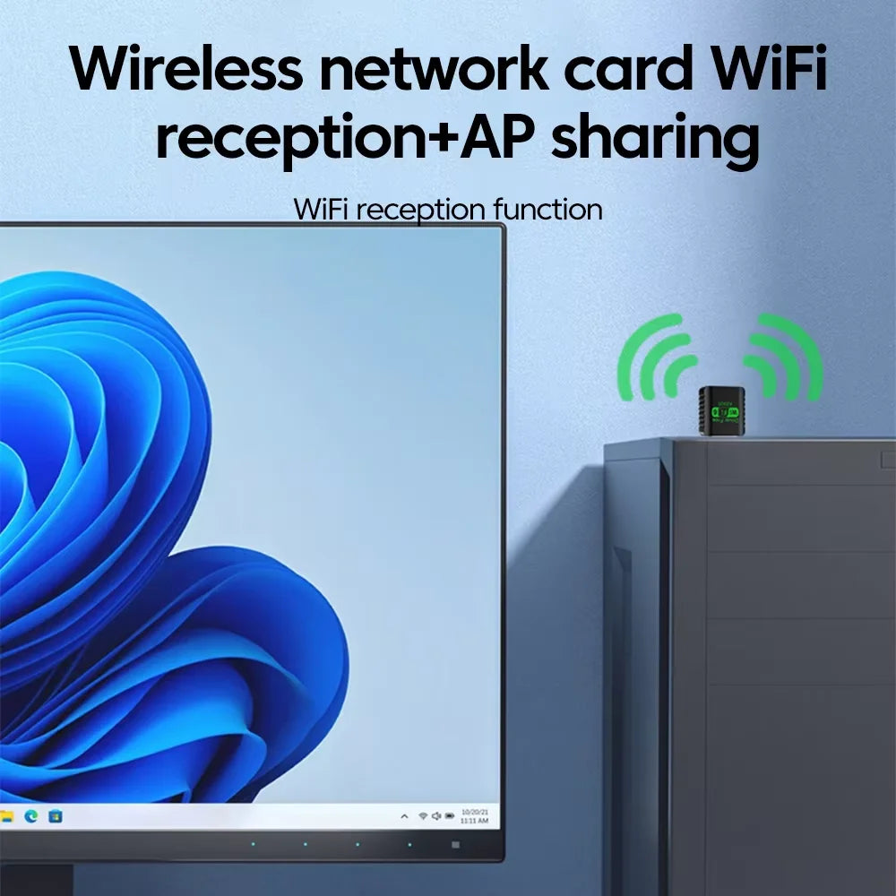 Adaptador USB WiFi + Bluetooth 5.4 900Mbps 2en1 | Doble Banda 2.4G & 5GHz | WiFi 6 | Sin Driver