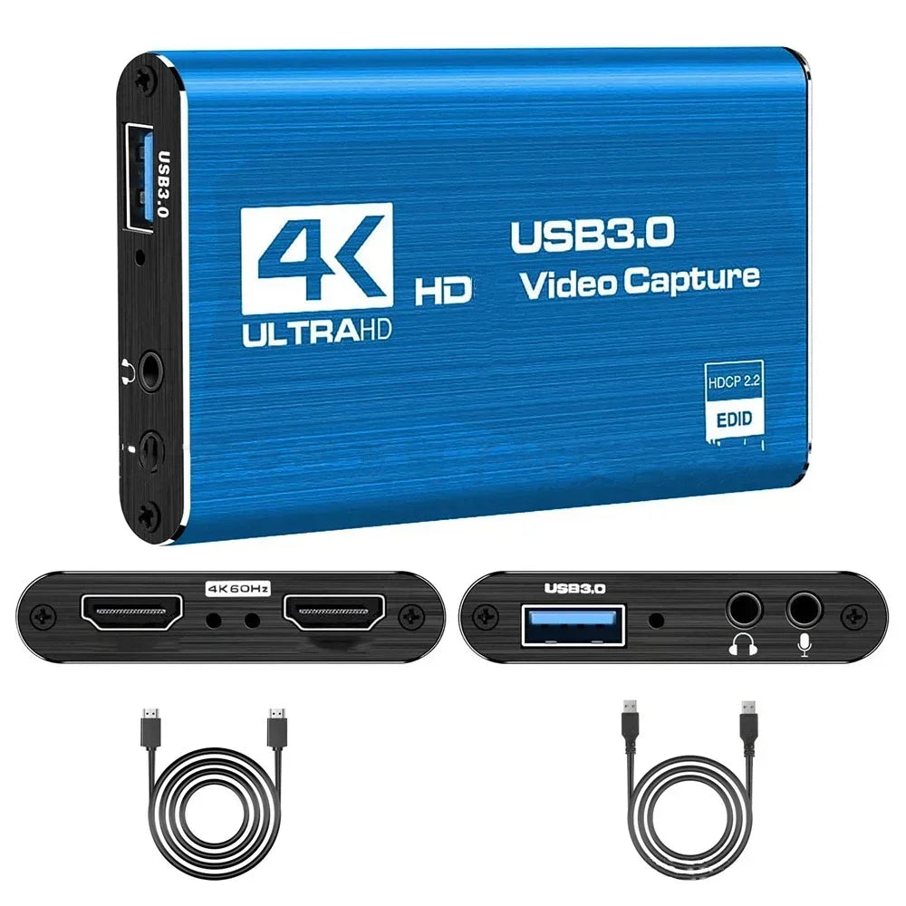 HDMI USB 3.0 Capture Card | 4K Input, 1080p 60fps | Capturadora de Video