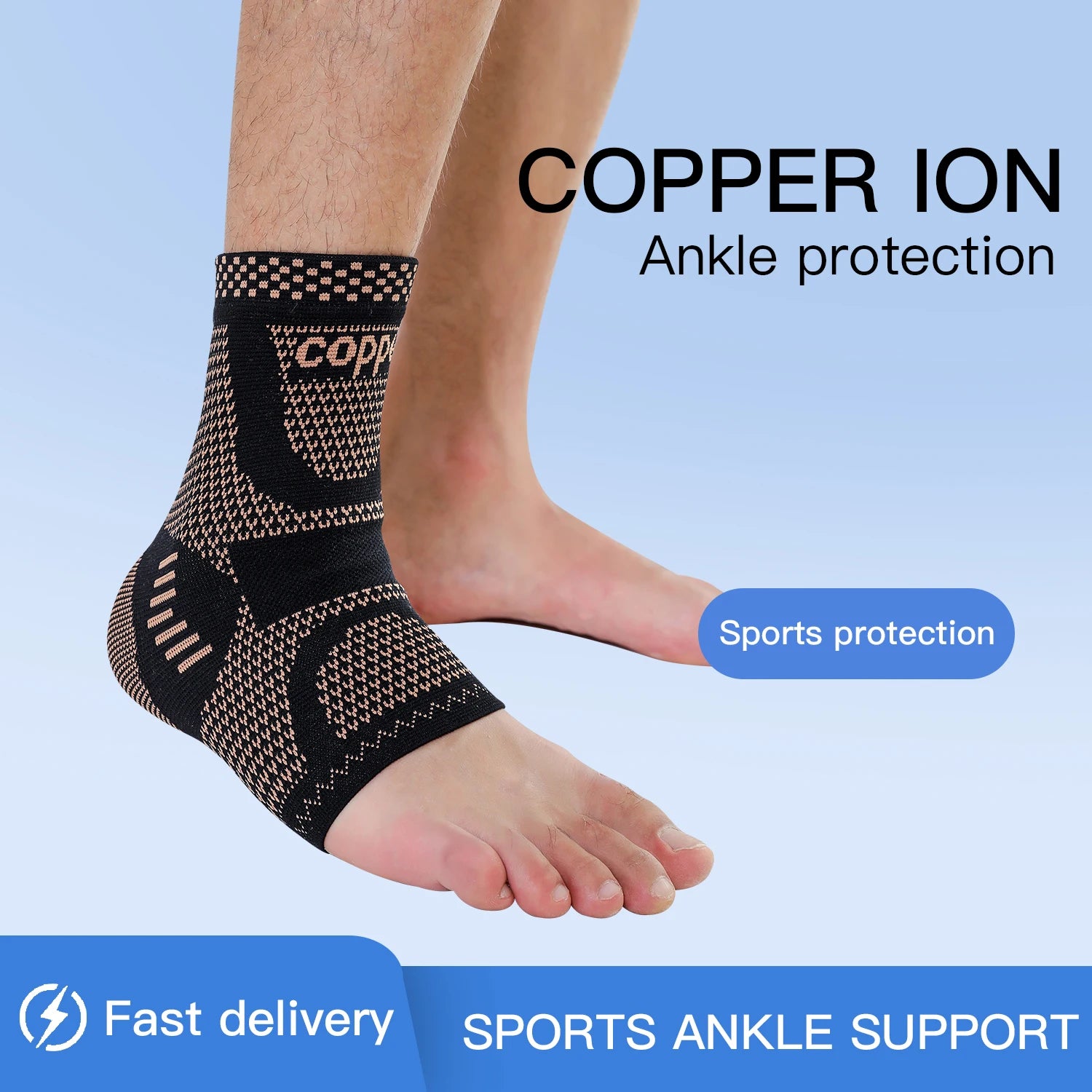 Copper Ankle Compression Sleeve | Elastic Knit Support for Sports & Daily Use