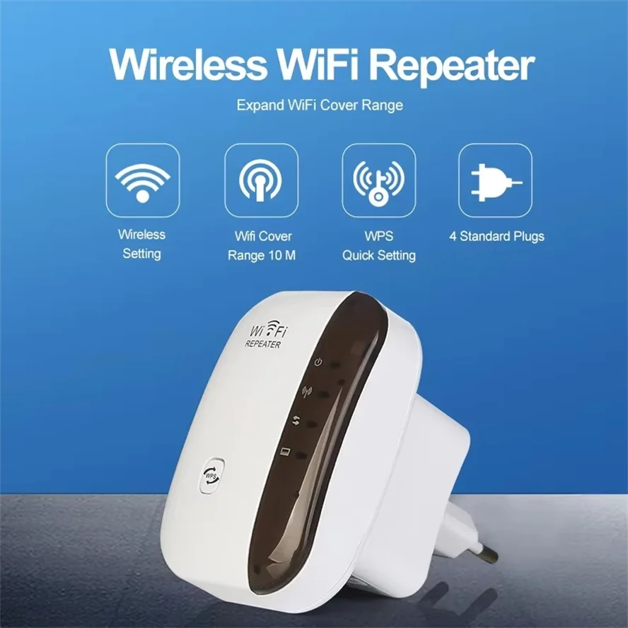 WiFi Repeater 300Mbps – Wireless Signal Amplifier & Range Extender | EU & US Plug
