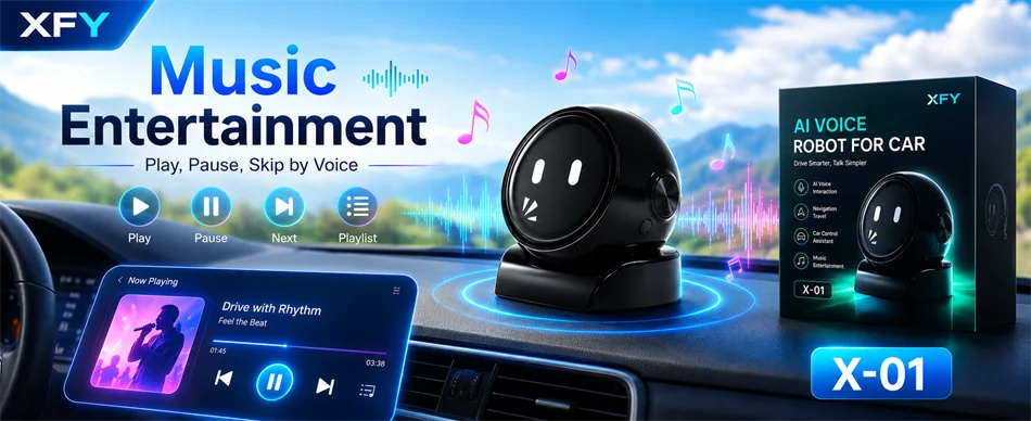 XFY X-01 AI Voice Robot for Car — Smart Assistant | Hands-Free Navigation, Music & Calls