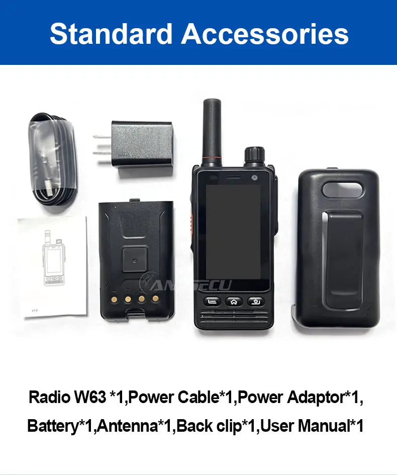 ANYSECU W63 | Walkie Talkie 4G PTT IP68 NFC GPS | Zello RealPTT Android