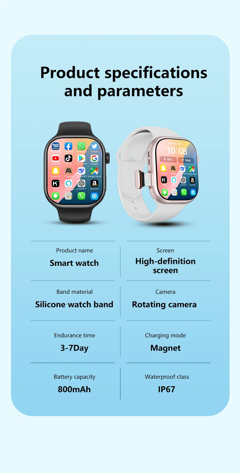 S10 Smartwatch Android 4G LTE | AMOLED 2.06" | Rotating Camera | SIM Card | GPS | WiFi | Men Women Kids | S10 Smartwatch Android 4G LTE | AMOLED 2.06" | Cámara Giratoria | Tarjeta SIM | GPS | WiFi | Hombre Mujer Niños