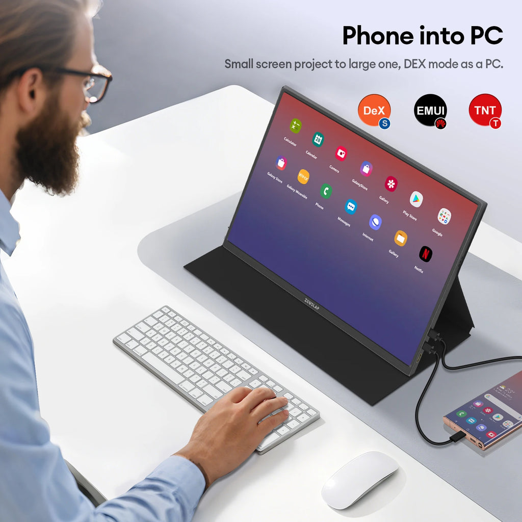 ZEUSLAP P16T | Monitor Portátil Táctil 16" 1200P IPS | 100% sRGB, HDR10, Type-C, VESA