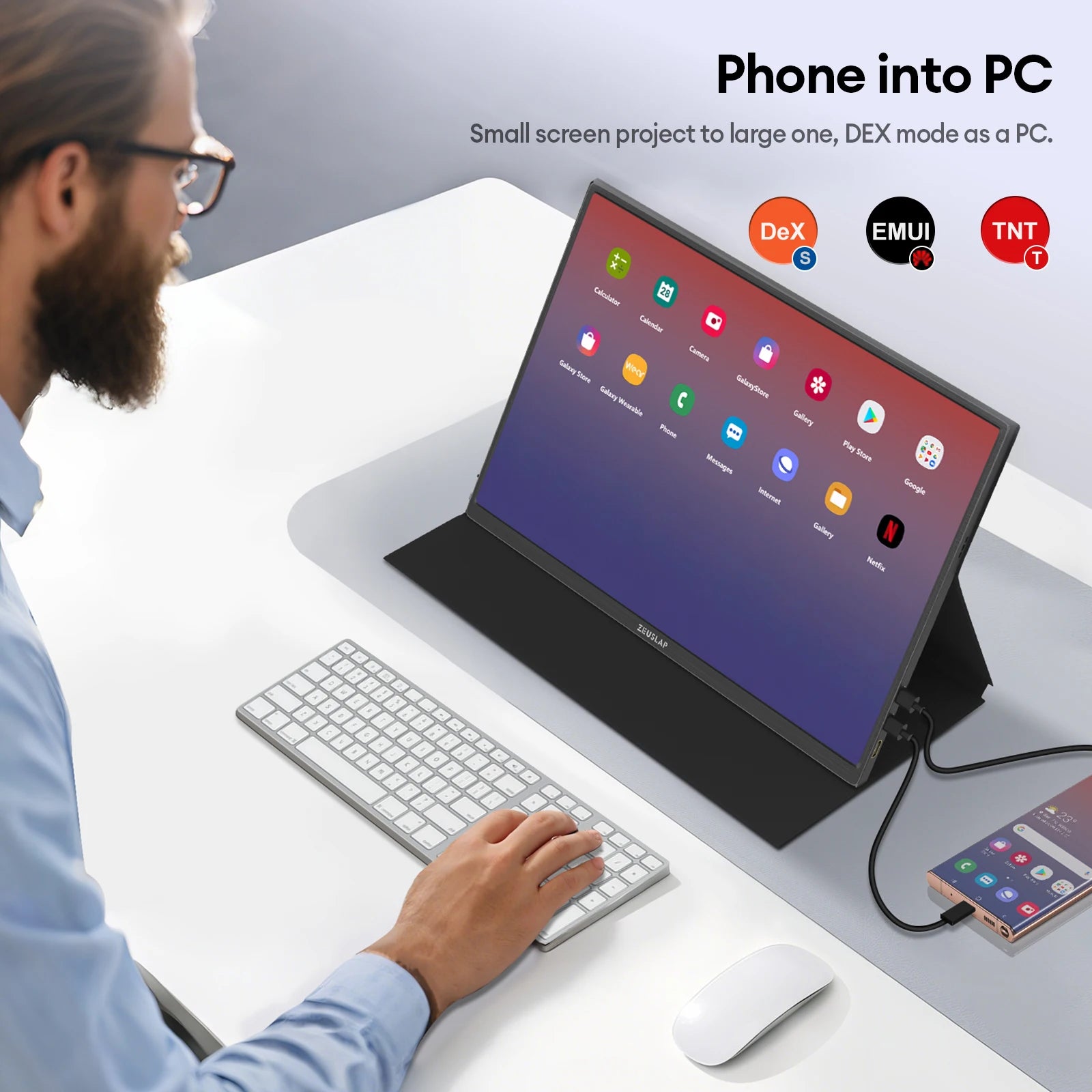 ZEUSLAP P16T | Monitor Portátil Táctil 16" 1200P IPS | 100% sRGB, HDR10, Type-C, VESA