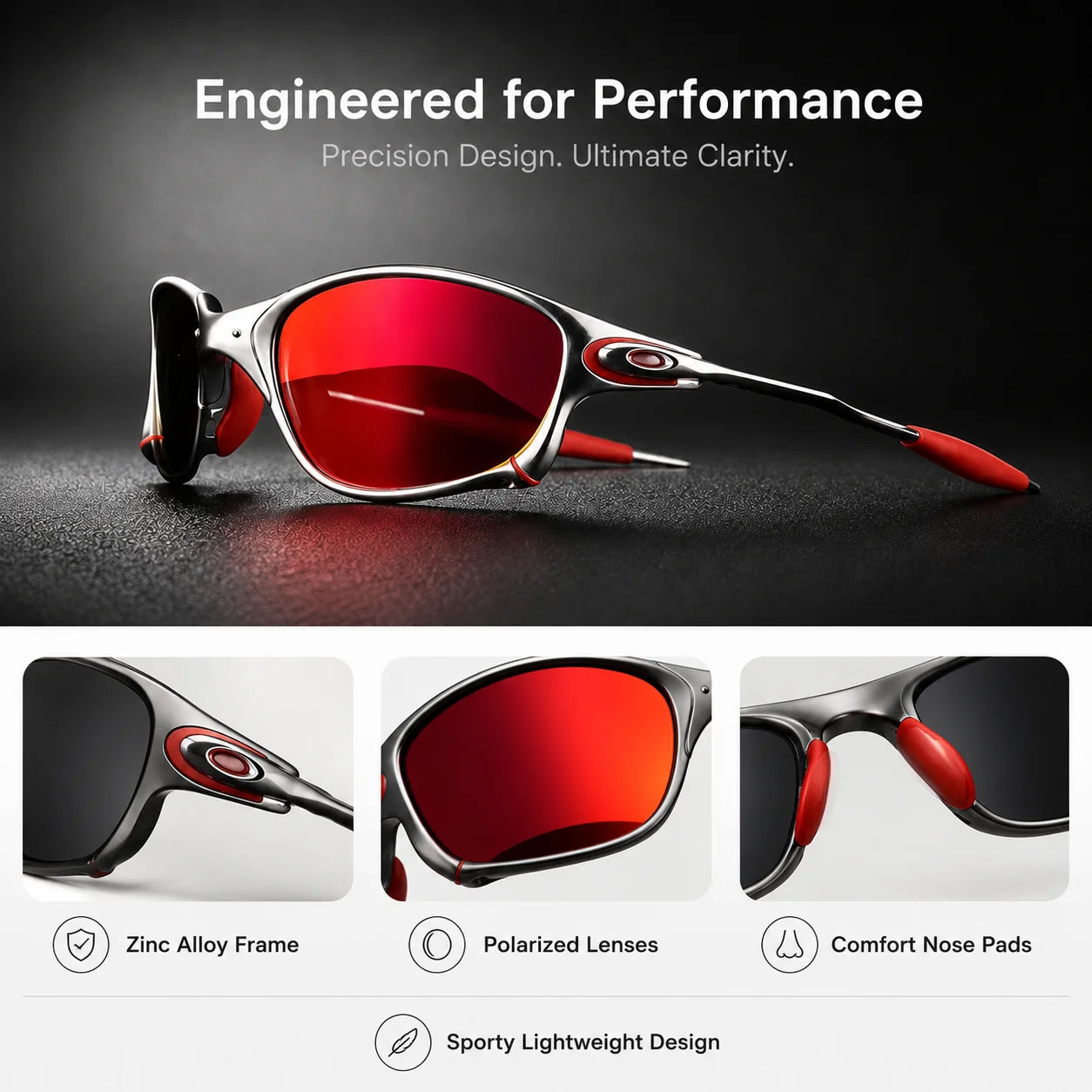HONKAN.WZ Gafas de Sol Polarizadas UV400 | Marco de Aleación | Ciclismo y Outdoor