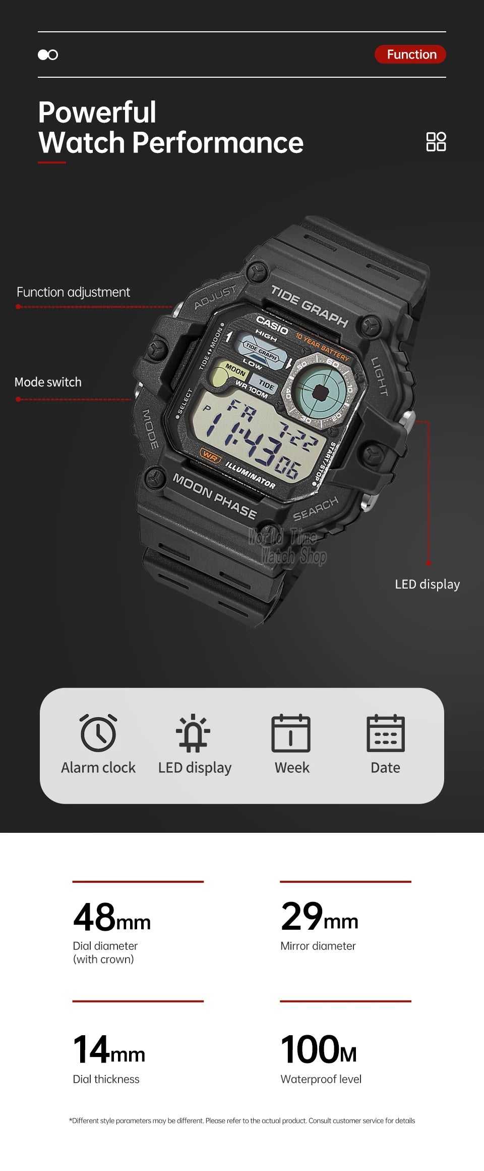 Casio WS-1700H-1A | Digital Alarm & Calendar | Men's Watch