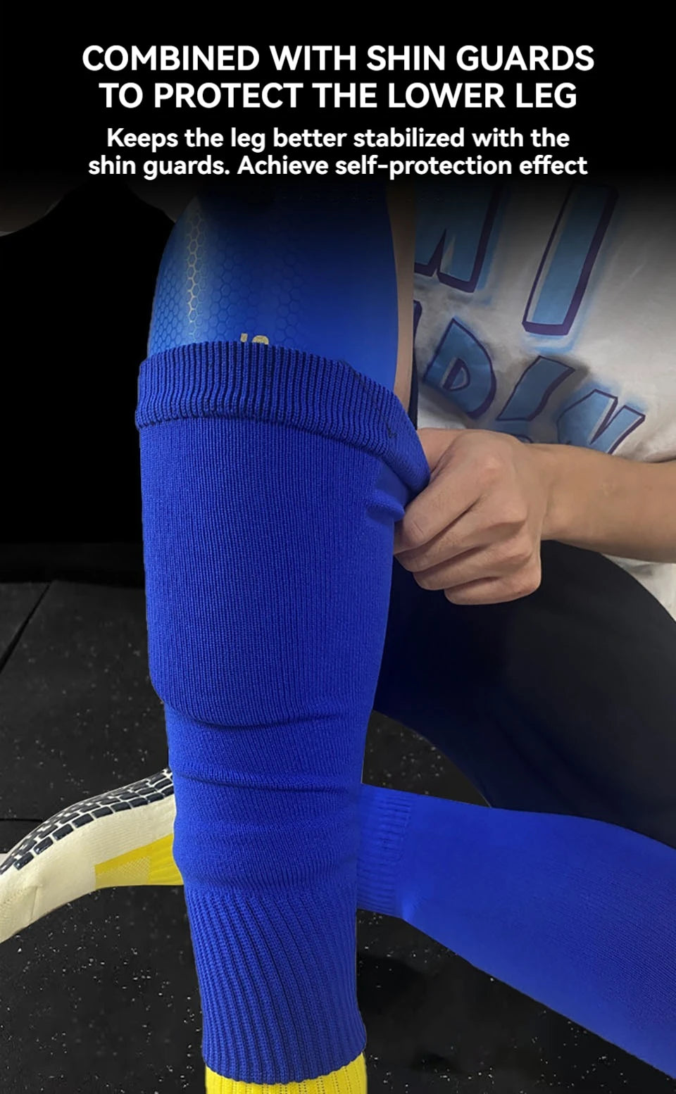 Soccer Leg Compression Sleeve & Shin Guard Socks | Calf Protection for Sports | 10 Colors M/L