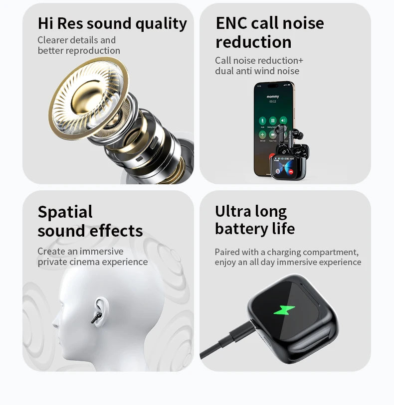 Traductor IA In-Ear | Bluetooth 5.4 | 134 Idiomas | Cancelación de Ruido | Tiempo Real | TWS | Myxon LX-10 / BY-09