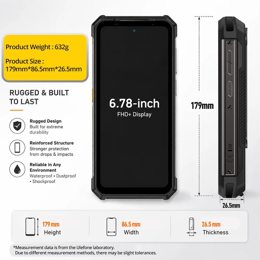 Ulefone RugKing 5 Pro | Rugged Phone 4G 20000mAh 64MP Android 16 | IP68 NFC 33W