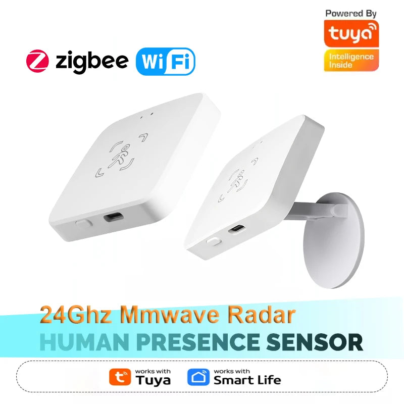 Sensor de Presencia Humana Tuya 24GHz MmWave | Zigbee & WiFi | Radar Inteligente | Compatible Home Assistant