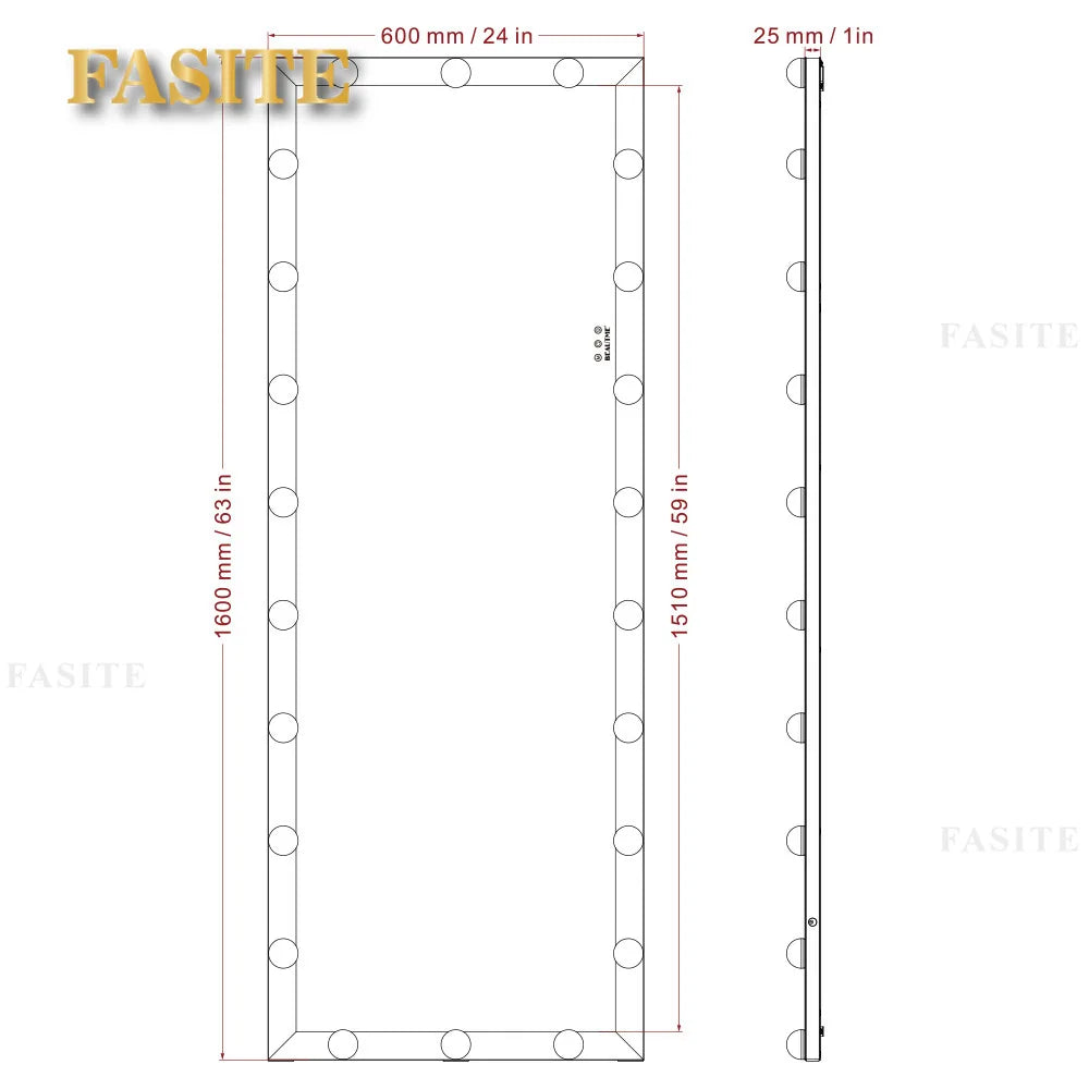 Full-Length LED Mirror | Aluminum Alloy Frame | Espejo LED de Cuerpo Completo | Marco de Aluminio