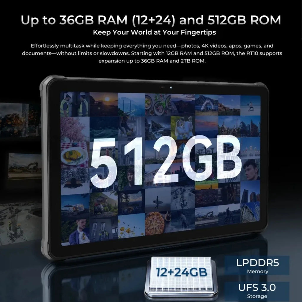OUKITEL RT10 | Rugged Tablet 5G 25000mAh 64MP 11" FHD | Android 15 con Soporte