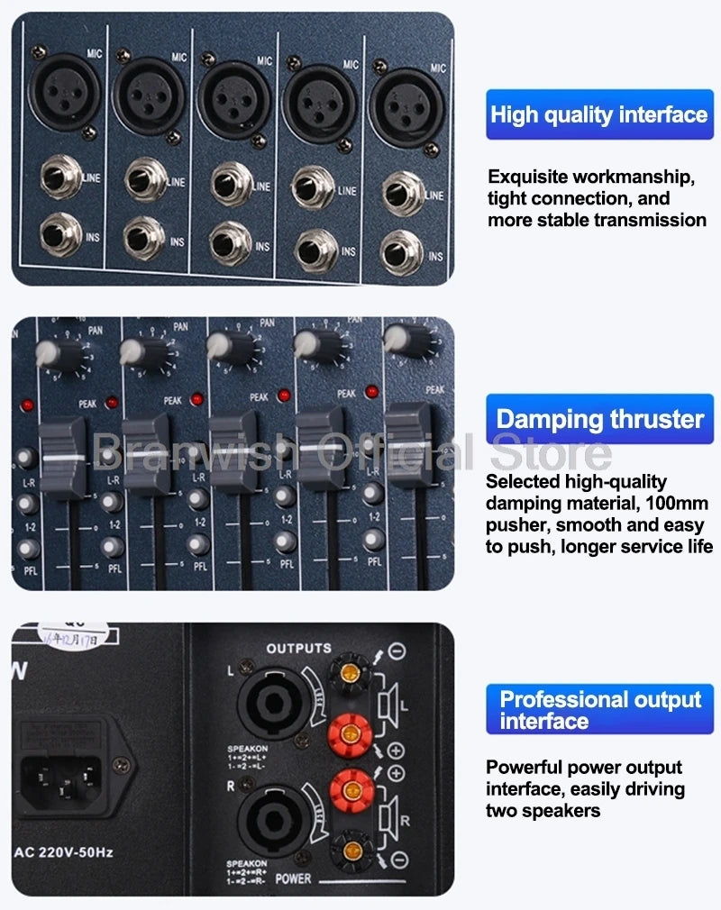 MG800–1600W Powered Audio Mixer | 8-Channel | Mezcladora Amplificada