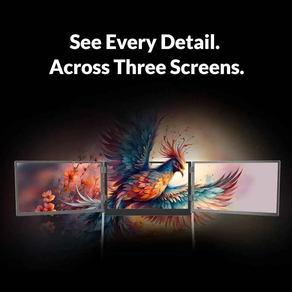 SIBOLAN Triple Portable Monitor | 3 × 15.6-inch FHD IPS | Windows & Mac