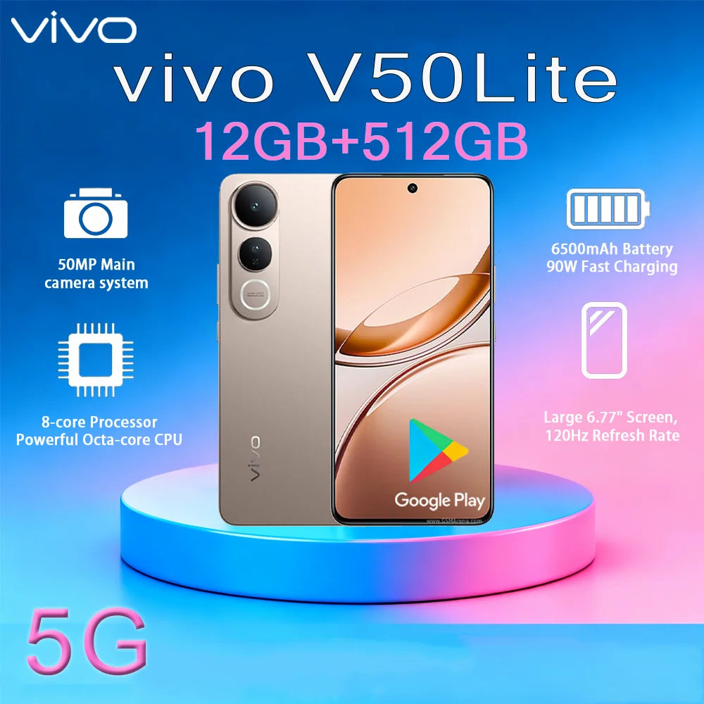 VIVO V50 Lite 2026 | 5G | 12GB+512GB | POLED 6.77" 120Hz | 50MP Sony IMX882 | 6500mAh 90W | IP65 | Android 15 | Dual SIM