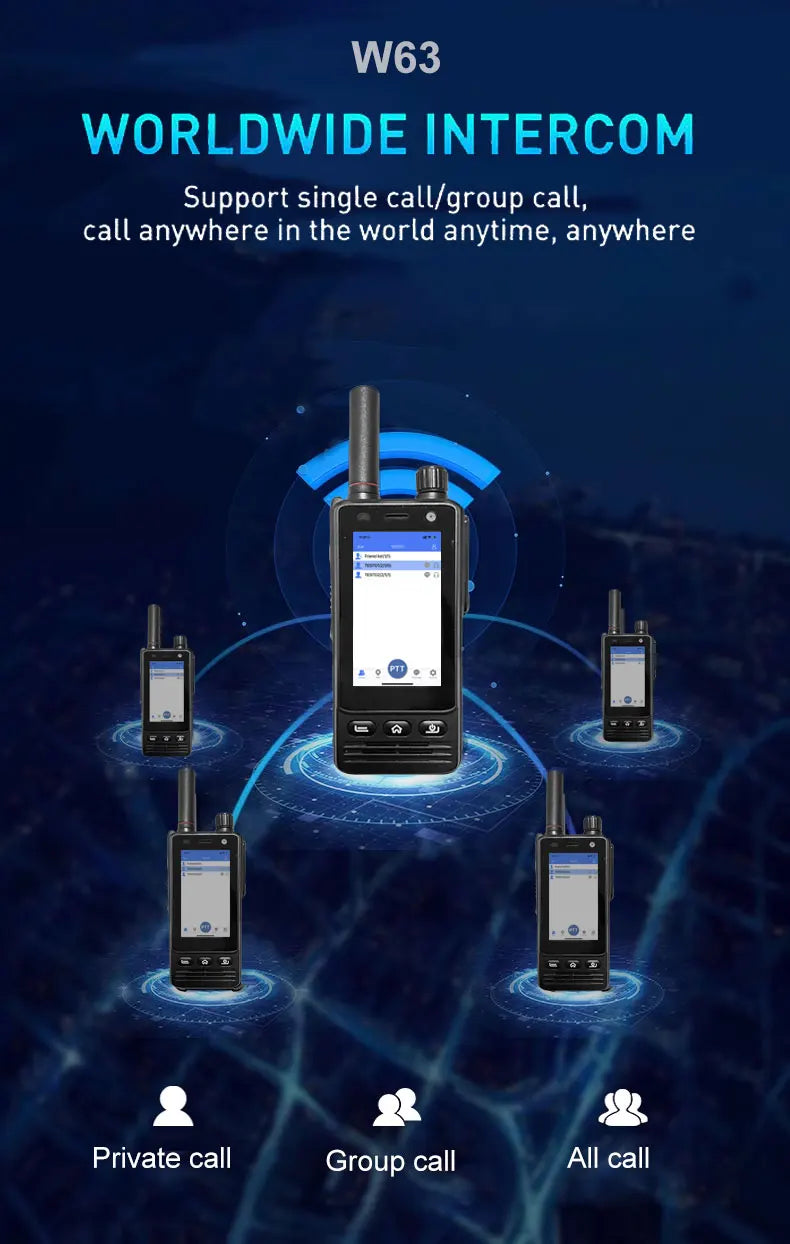 ANYSECU W63 | Walkie Talkie 4G PTT IP68 NFC GPS | Zello RealPTT Android