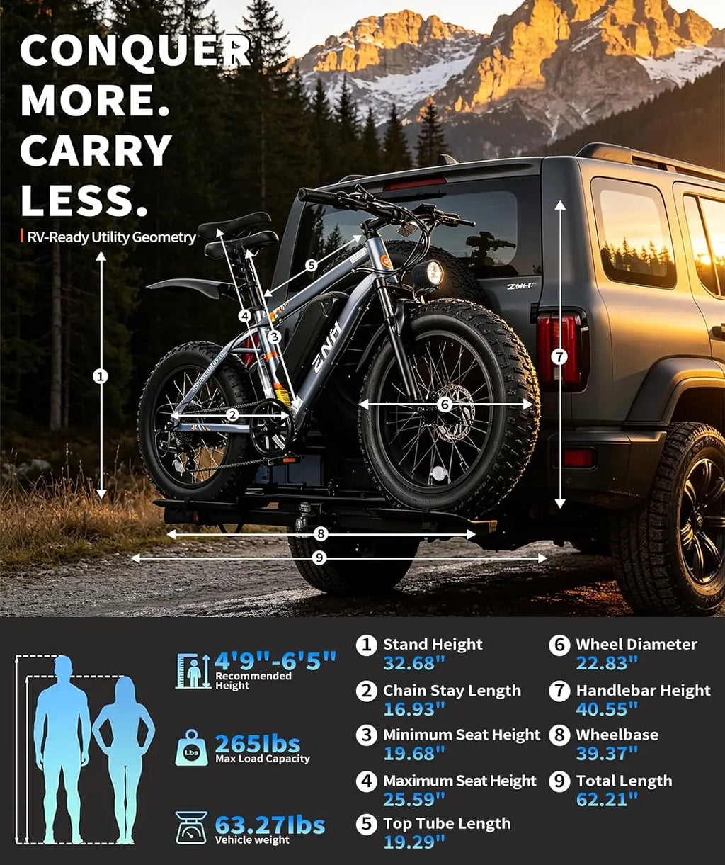 E-Bike Adultos 1000W | Fat Tire 20"/24"/26" | 48V 15Ah Extraíble | 65 Millas | 5 Modos | Shimano 7v | UL Certificada