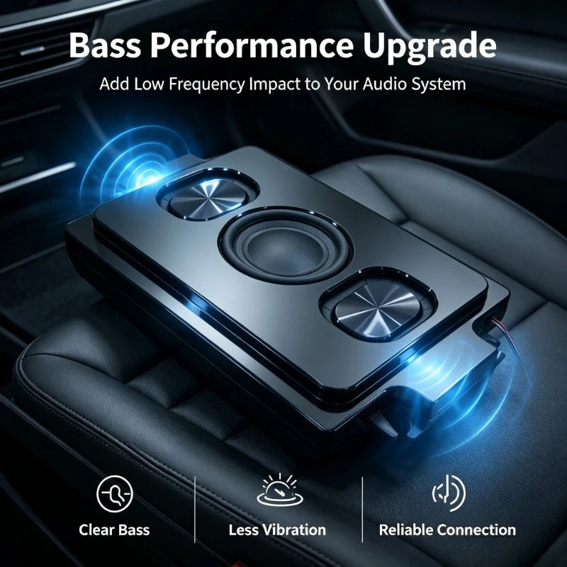 3" Slim Under-Seat Car Subwoofer | Dual Voice Coil | 4 Passive Radiators | Bass Speaker | Car Audio