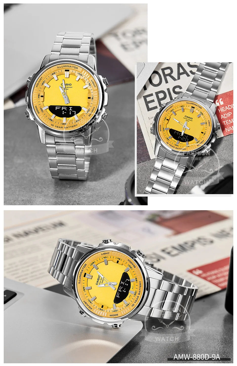 Casio AMW-880 Series | Calendar & Multiple Time Zones | Men's Watch