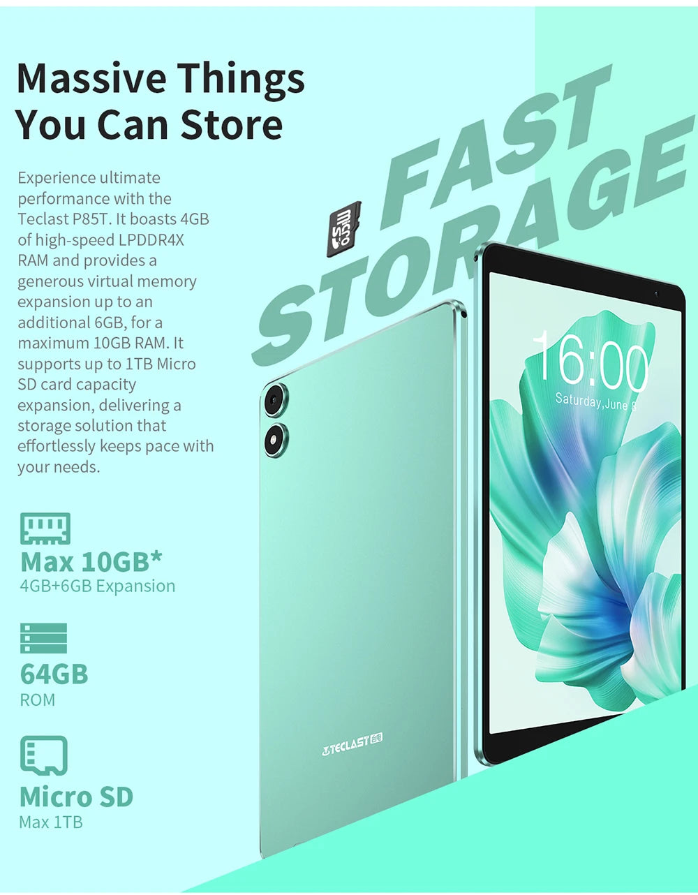 Tablet Teclast P85T 8" | Android 14 | 12GB RAM + 64GB | Octa-Core A523 | WiFi 6 | BT 5.2 | 5000mAh
