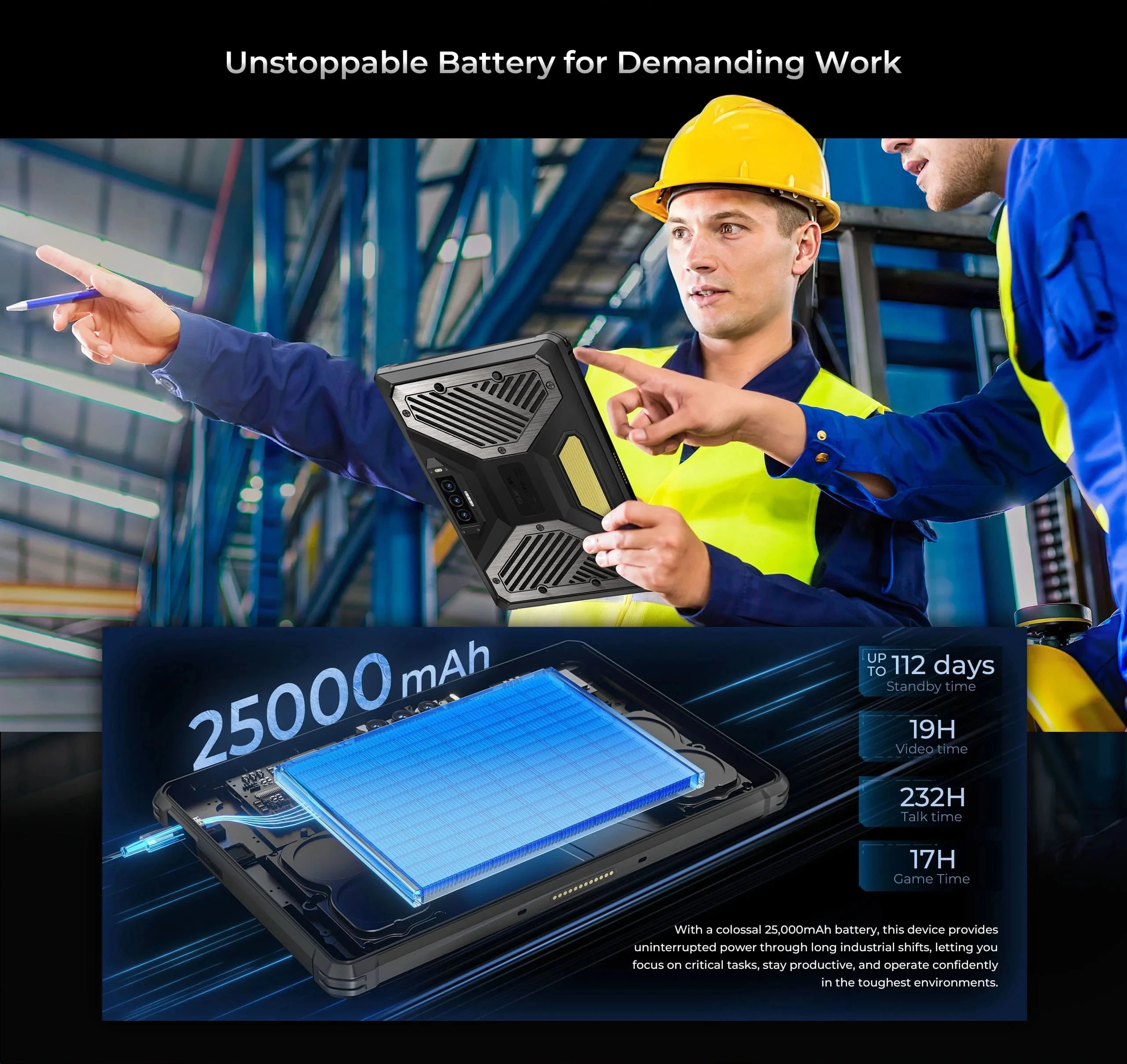 OUKITEL RT10 | Rugged Tablet 5G 25000mAh 64MP 11" FHD | Android 15 con Soporte