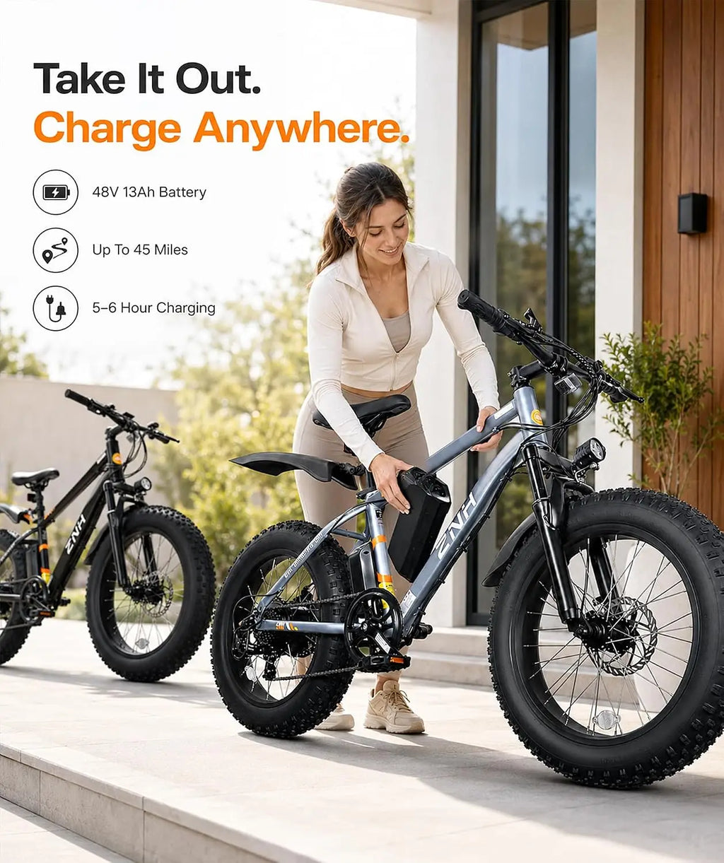 E-Bike Adultos 1000W | Fat Tire 20"/24"/26" | 48V 15Ah Extraíble | 65 Millas | 5 Modos | Shimano 7v | UL Certificada