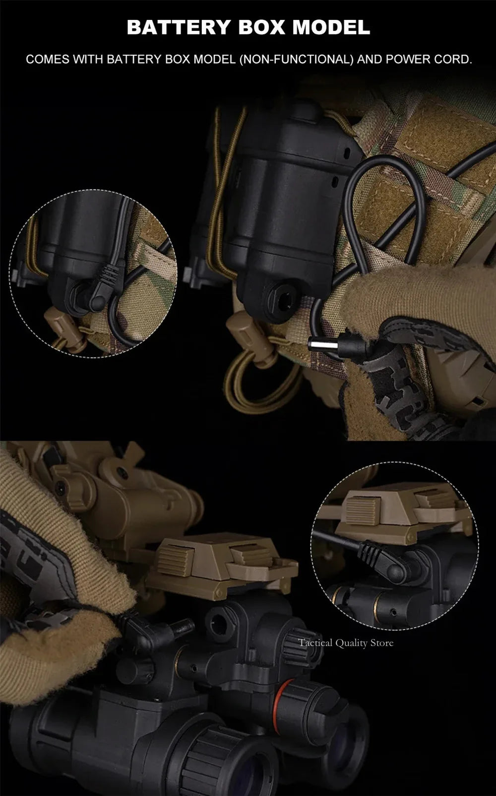 AN/PVS31 Binocular Night Vision Goggles Dummy Model | Airsoft Helmet Prop | Cosplay & Film | BK/TAN