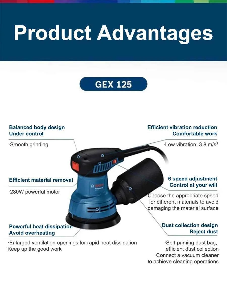 Bosch GEX125 | 280W Orbital Sander | Wood & Automotive