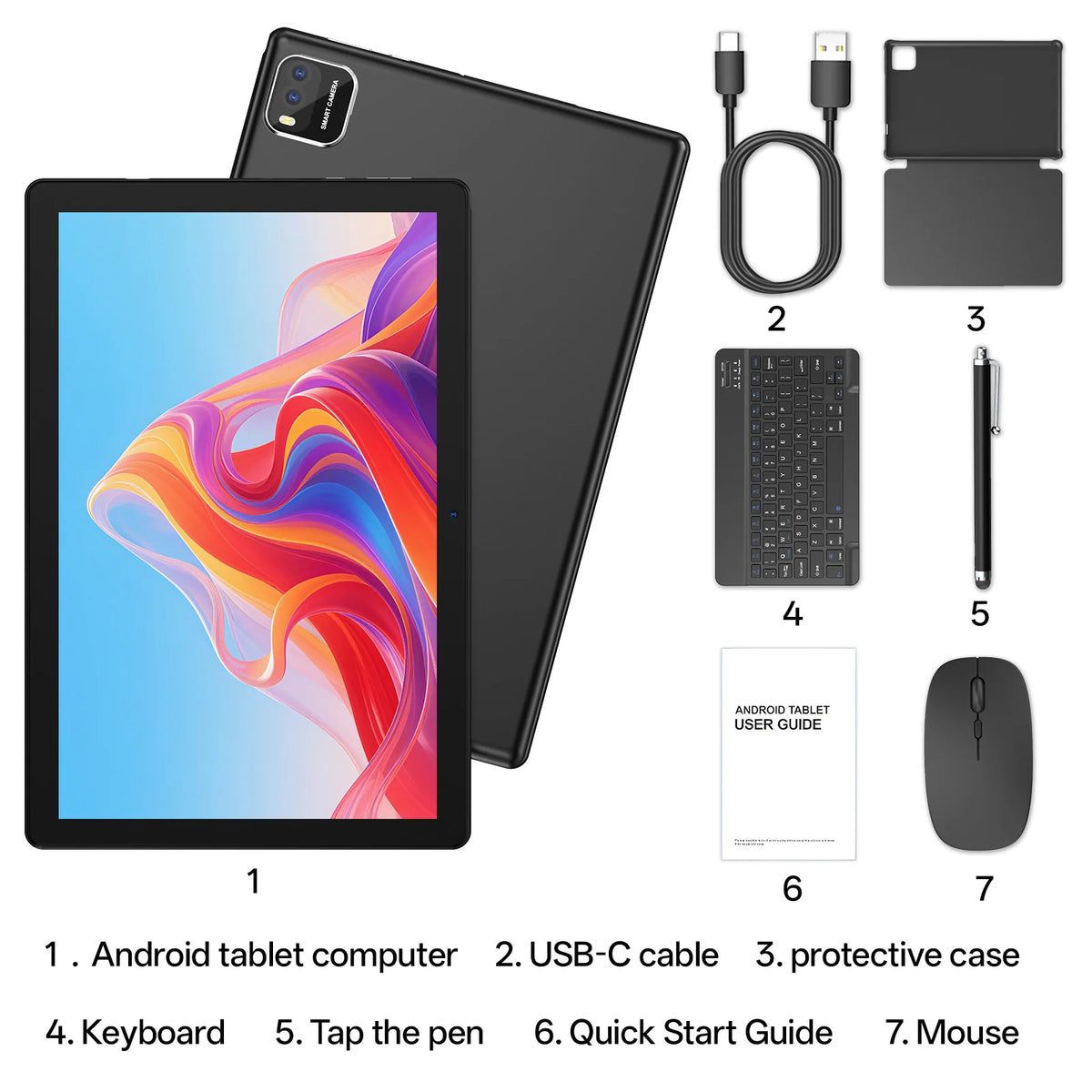 Tablet BAKEN 10" | Android 16 | 12GB RAM + 64GB | Quad-Core | 6000mAh | Dual Cámara | Azul y Negro