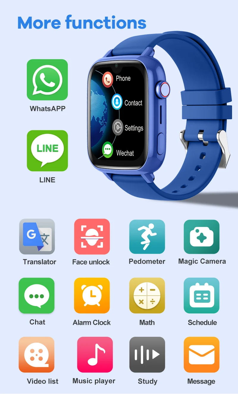 Smartwatch KGG Kids 4G GPS | 1.91" IPS | Video Call | SOS | WiFi | IPX7 | Android 8.1 | Reloj Inteligente KGG Niños 4G GPS | Videollamada | SOS | WiFi | IPX7
