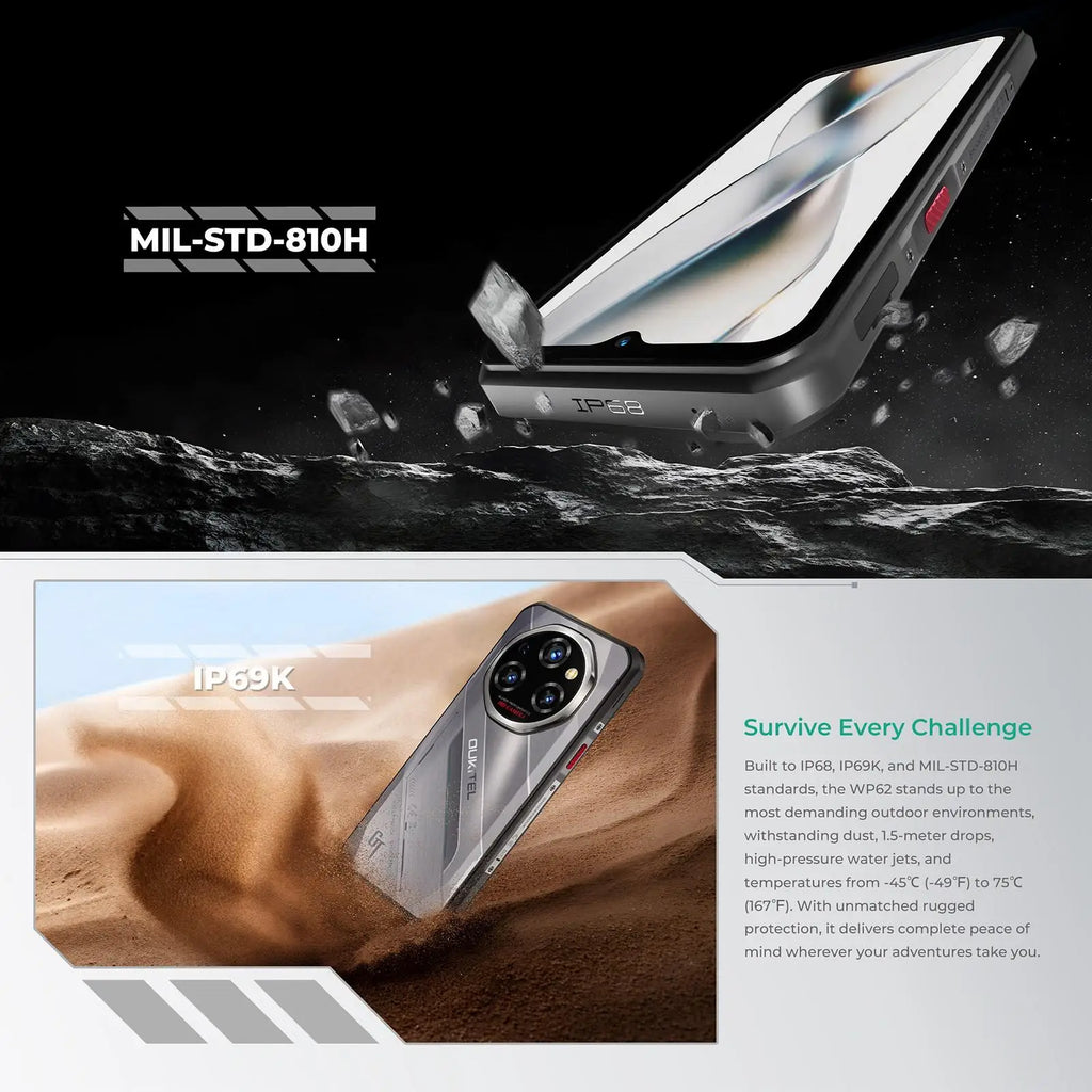 OUKITEL WP62 | Rugged Smartphone 5G 108MP 11000mAh 33W | Android 15 NFC IP68