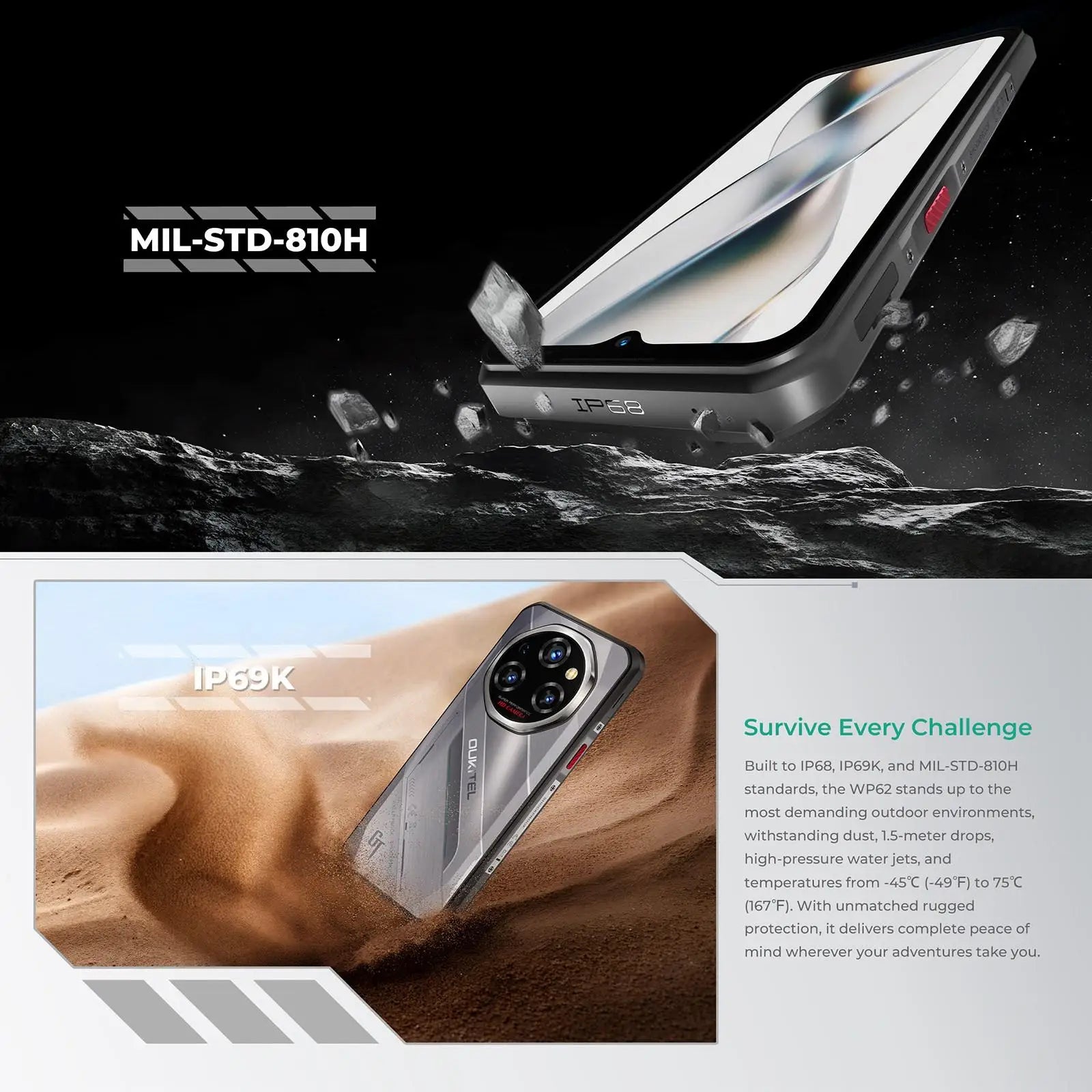 OUKITEL WP62 | Rugged Smartphone 5G 108MP 11000mAh 33W | Android 15 NFC IP68