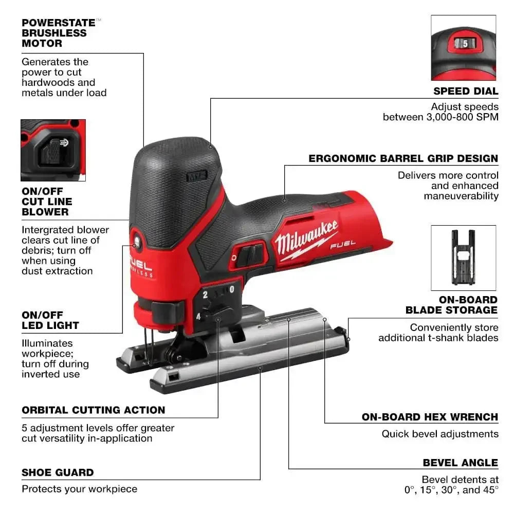 Milwaukee-Compatible M12 FJS/2545 | Brushless Cordless Jig Saw