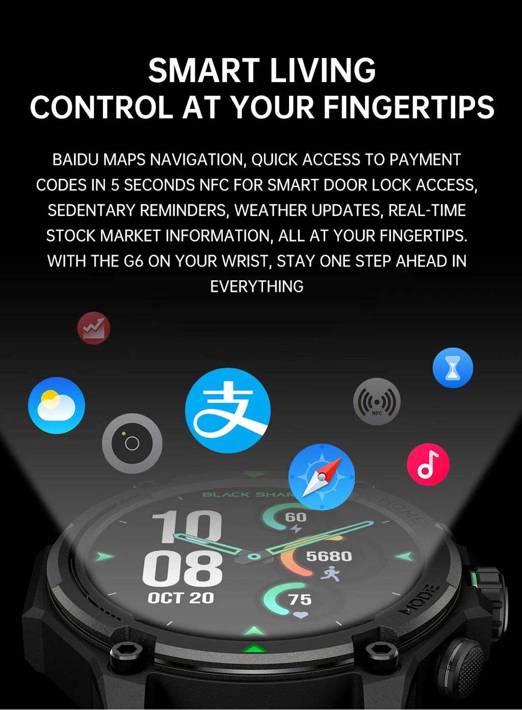 Smartwatch AURAFIT GPS-G6 2025 | AMOLED 1.43" | GPS 6 Satélites | 3ATM | AI GPT | 100+ Deportes