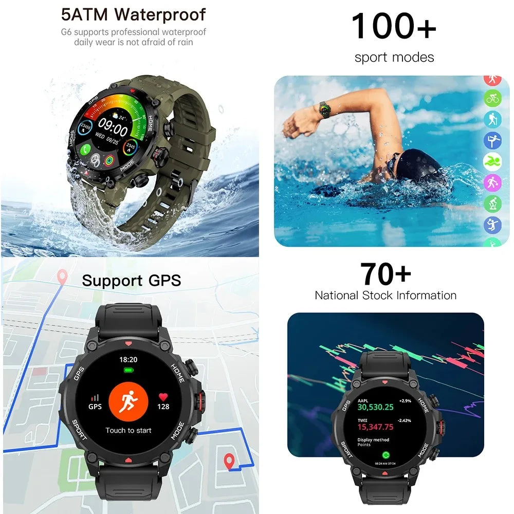 Smartwatch AURAFIT GPS-G6 2025 | AMOLED 1.43" | GPS 6 Satélites | 3ATM | AI GPT | 100+ Deportes