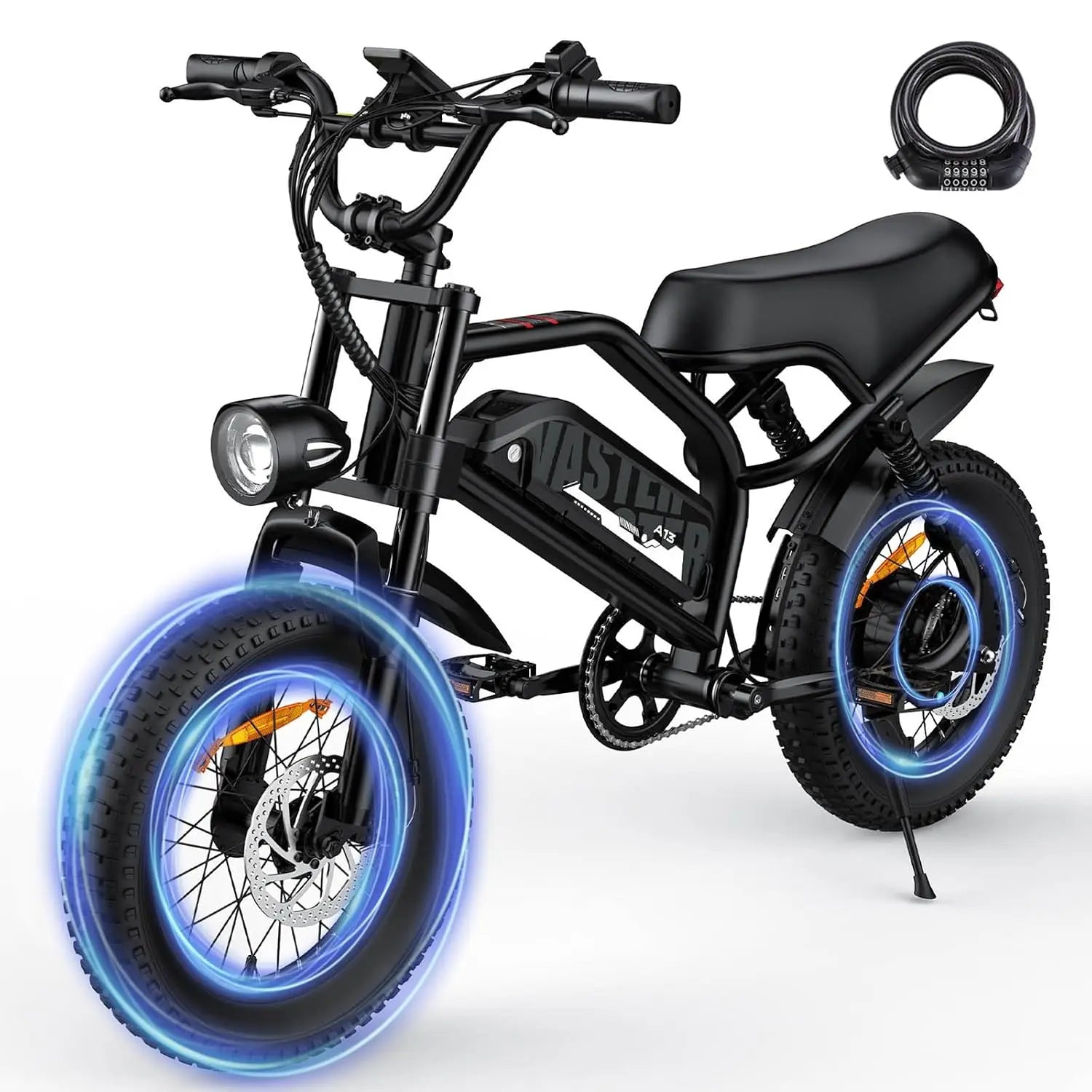 E-Bike 16" Adultos | 500W | 36V 12.8Ah Extraíble | 45 Millas | 4 Modos | Frenos Disco | UL 2849 | Negro/Naranja/Rosa/Azul