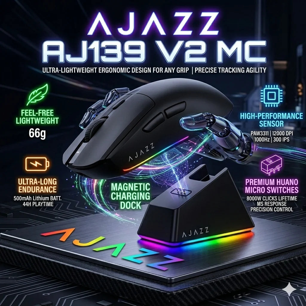 Ajazz AJ139 V2 MC Wireless Gaming Mouse | 12000 DPI